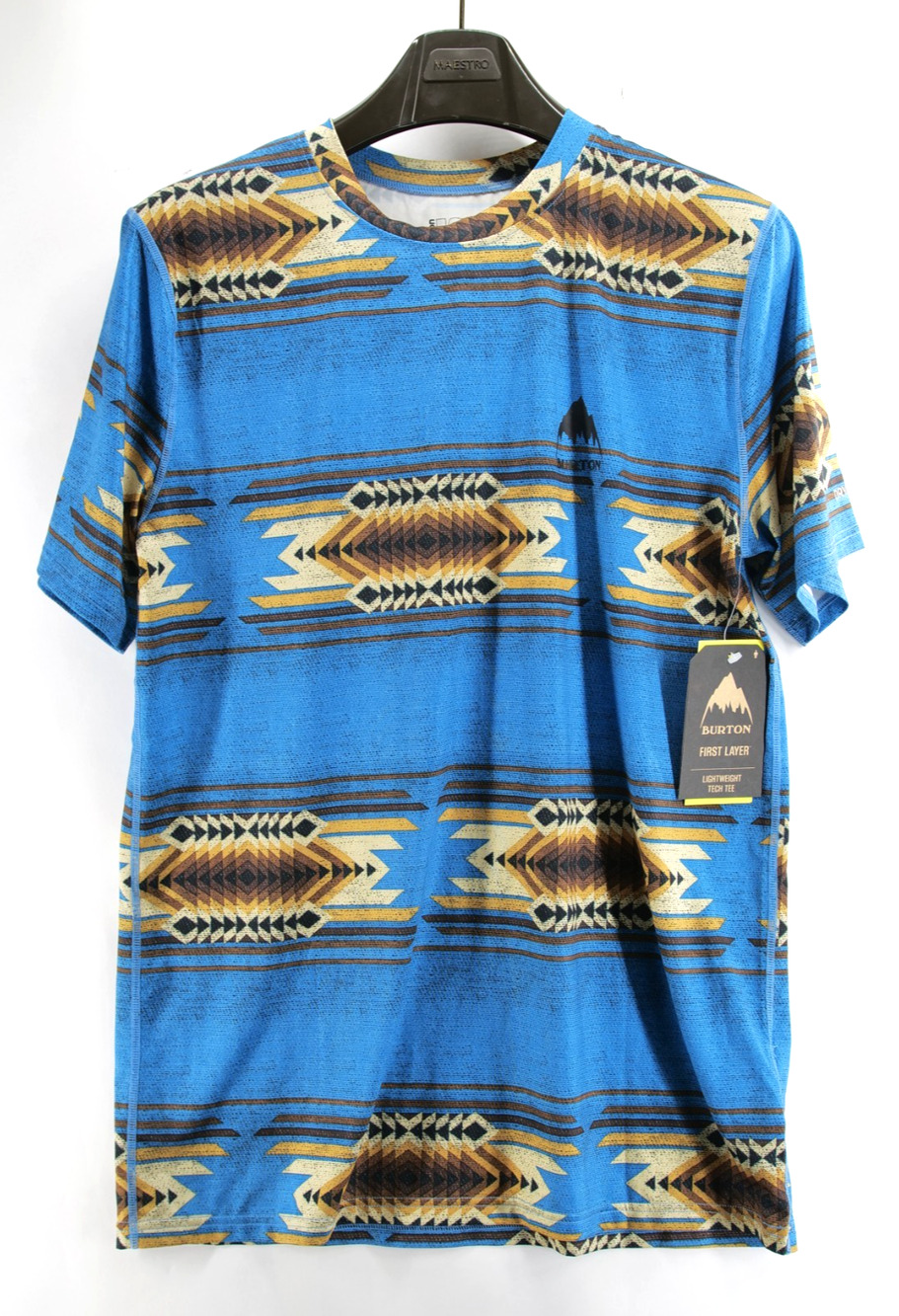 Burton Lightweight Tech Tee First Layer Mens Large Blue Aztec Print NWT